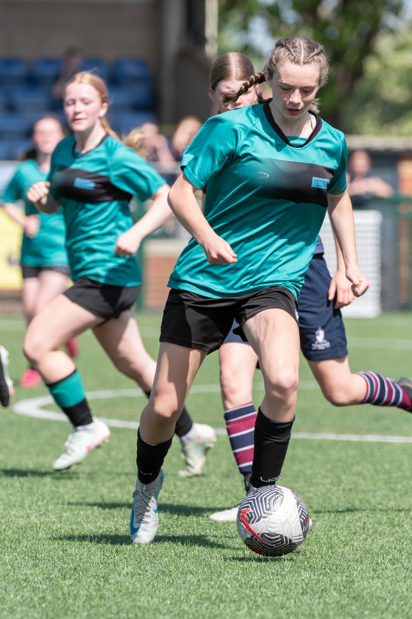 Stephen Perse Cambridge U15 girls' football team playing in the final of the ISFA U15 Girls Shield, a national football competition