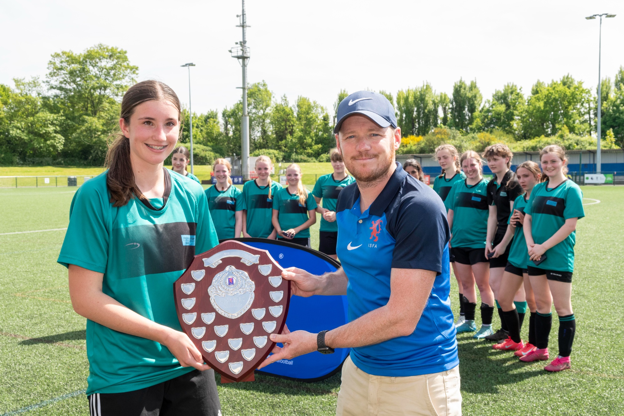 Stephen Perse Cambridge U15 girls' football team winning the  ISFA U15 Girls Shield, a national football competition