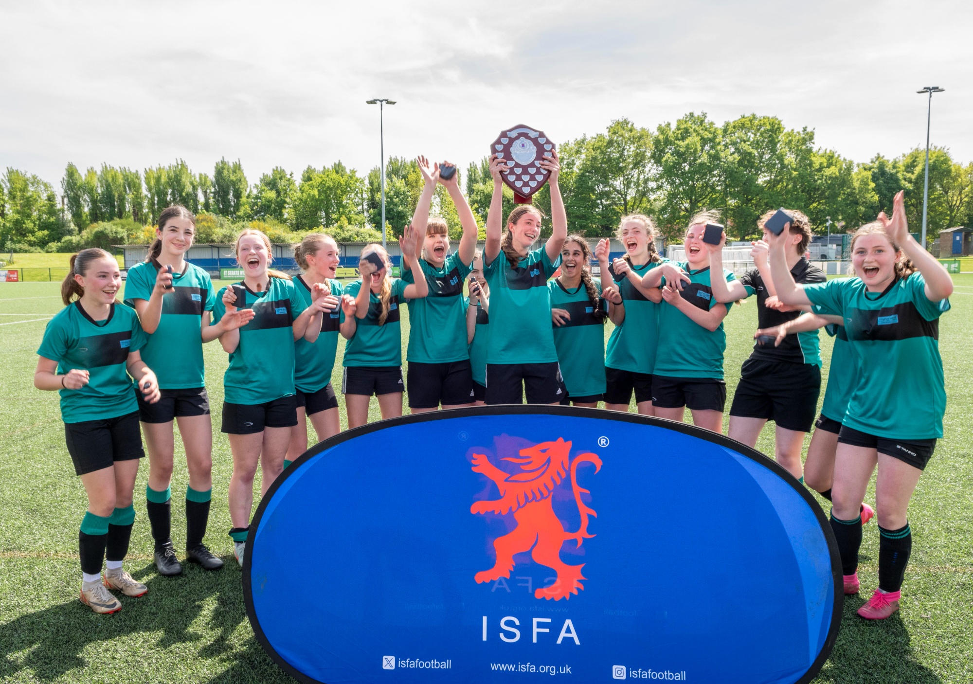 Stephen Perse Cambridge U15 girls' football team winning the  ISFA U15 Girls Shield, a national football competition