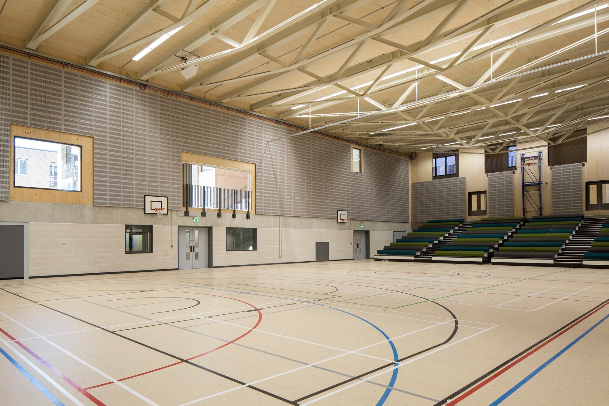 Image of Sports Hall at the Senior School with bleacher seating